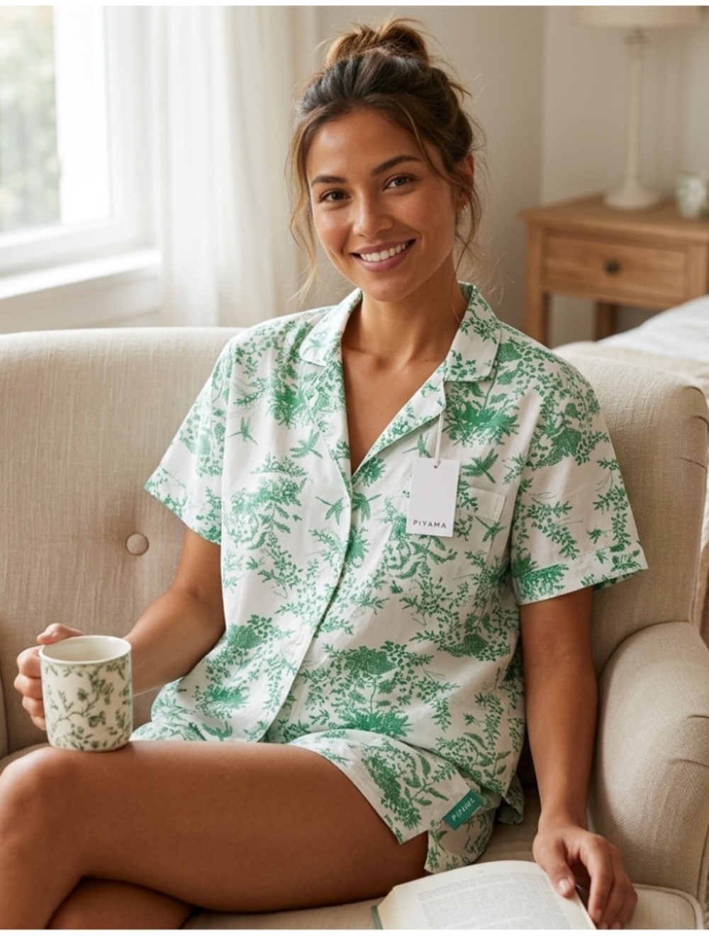 Green Botanical Short Pajama Set by Piyama NWT Size XXXL